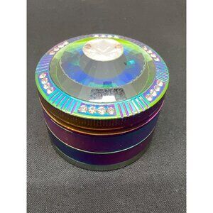 Crystal Top 4-Piece Herb Grinder With Rainbow Finish